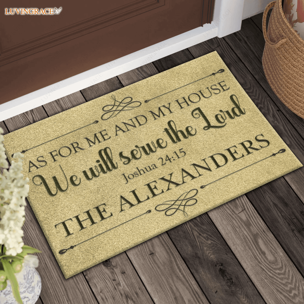 Vintage Light Green As For Me And My House Personalized Doormat