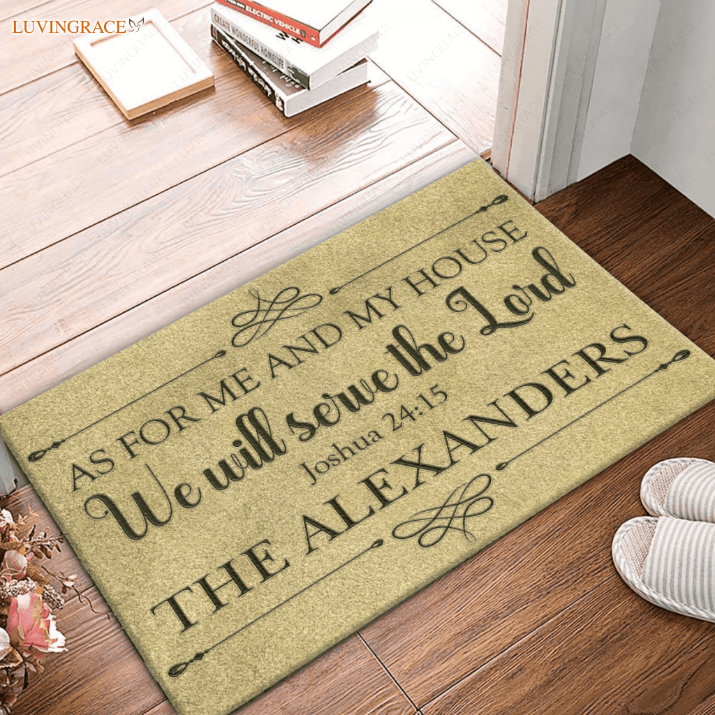 Vintage Light Green As For Me And My House Personalized Doormat