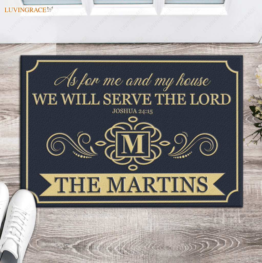 Vintage Monogram As For My House Personalized Family Doormat
