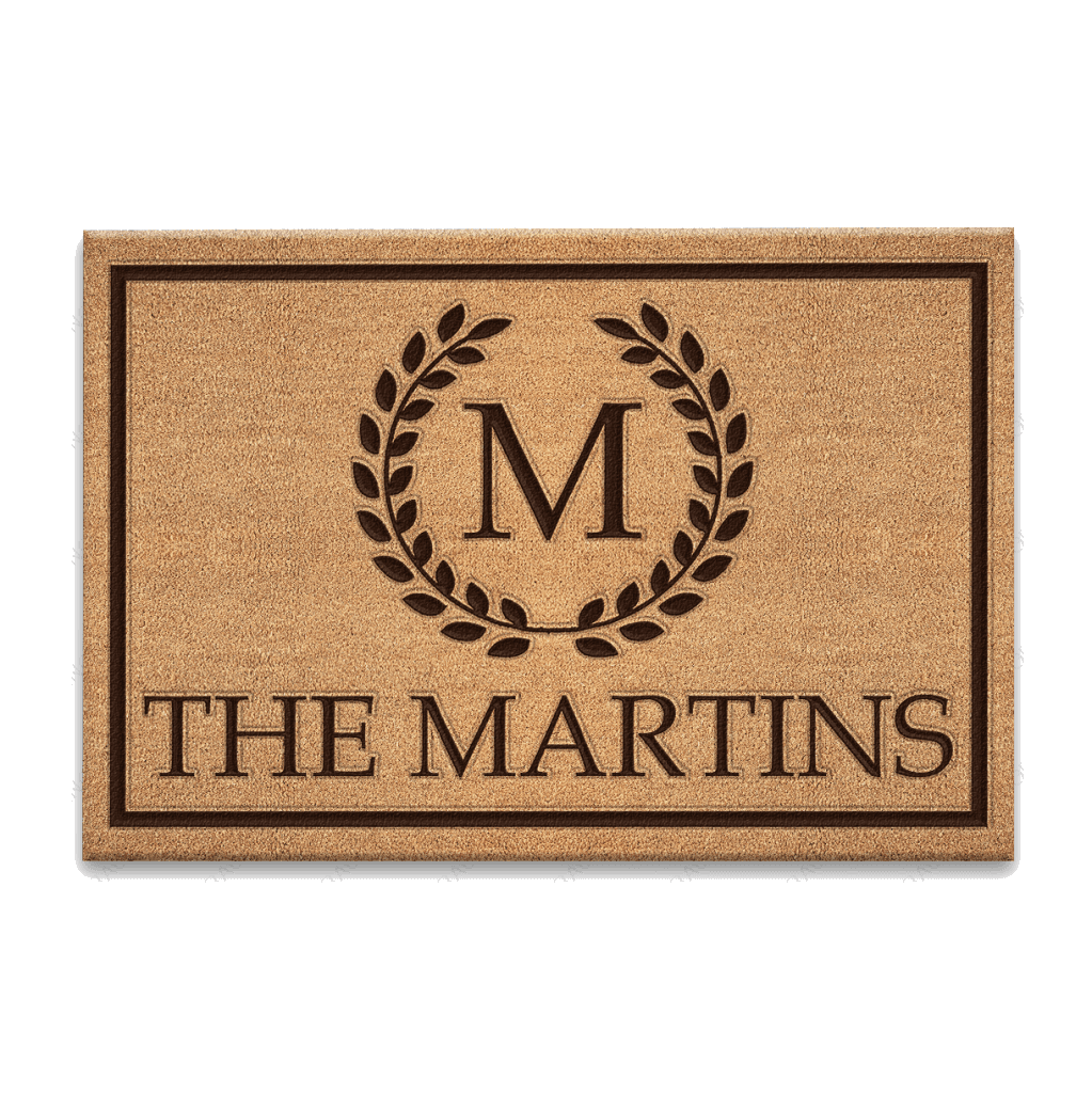 Vintage Monogram Wreath Family Name Personalized Doormat