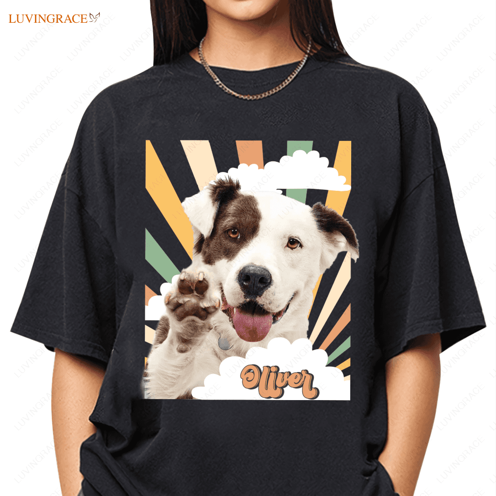 Vintage Shirt Custom Pet Portrait For Owner - Personalized Unisex T-Shirt