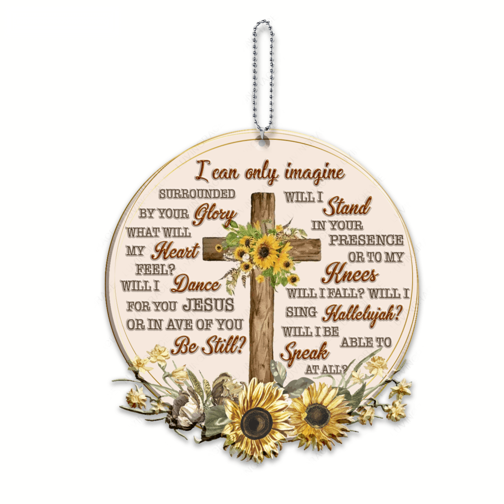 Vintage Sunflower Cross I Can Only Imagine Ornament