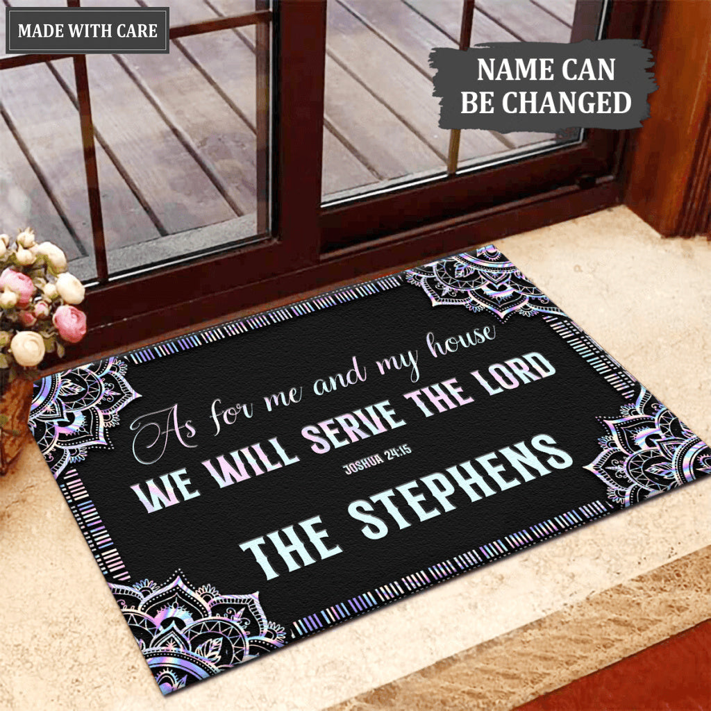 Holographic Serve The Lord Personalized Doormat
