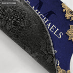 Elegant Floral Lace Royal Blue Serve The Lord Personalized Doormat