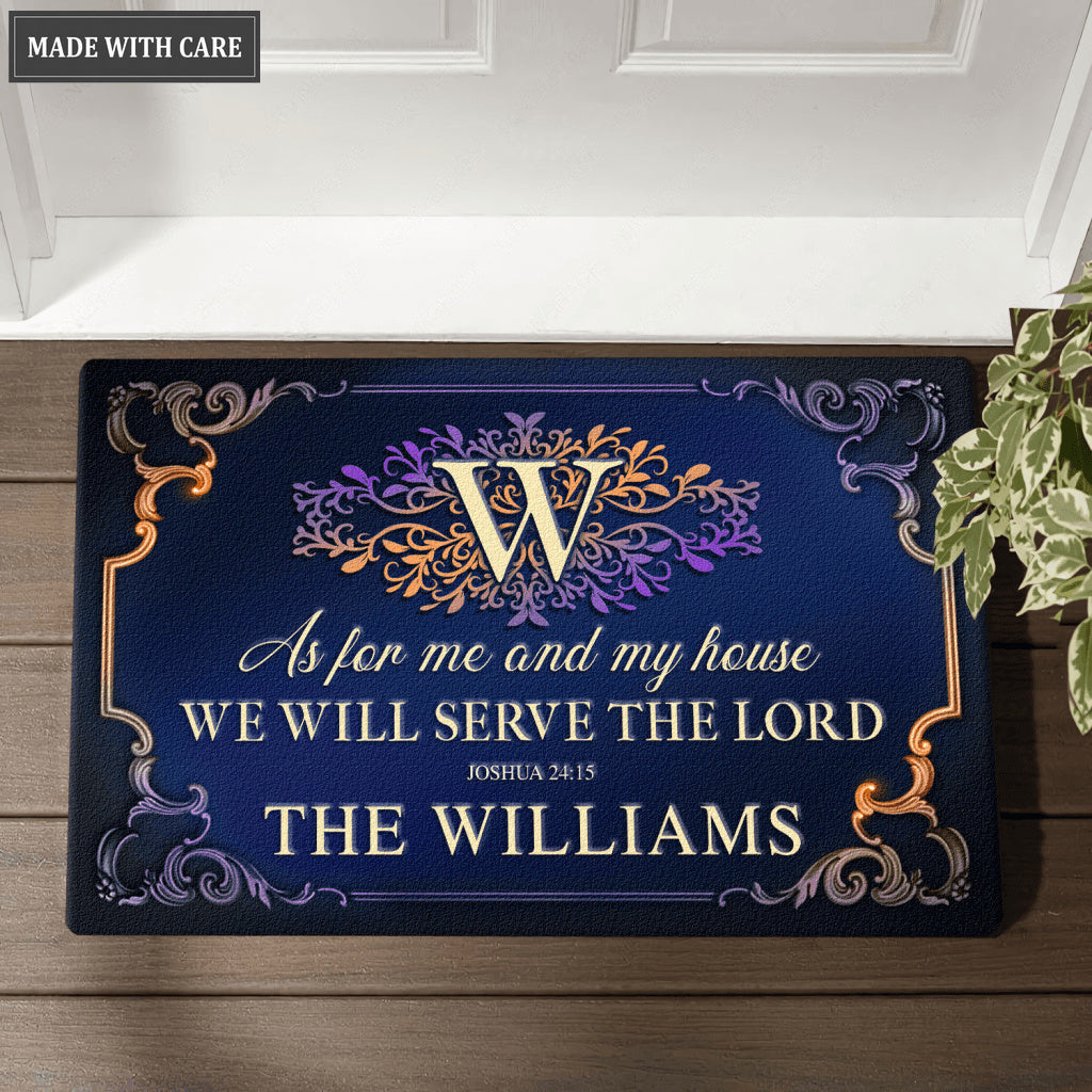 Golden Purple Serve The Lord Personalized Doormat