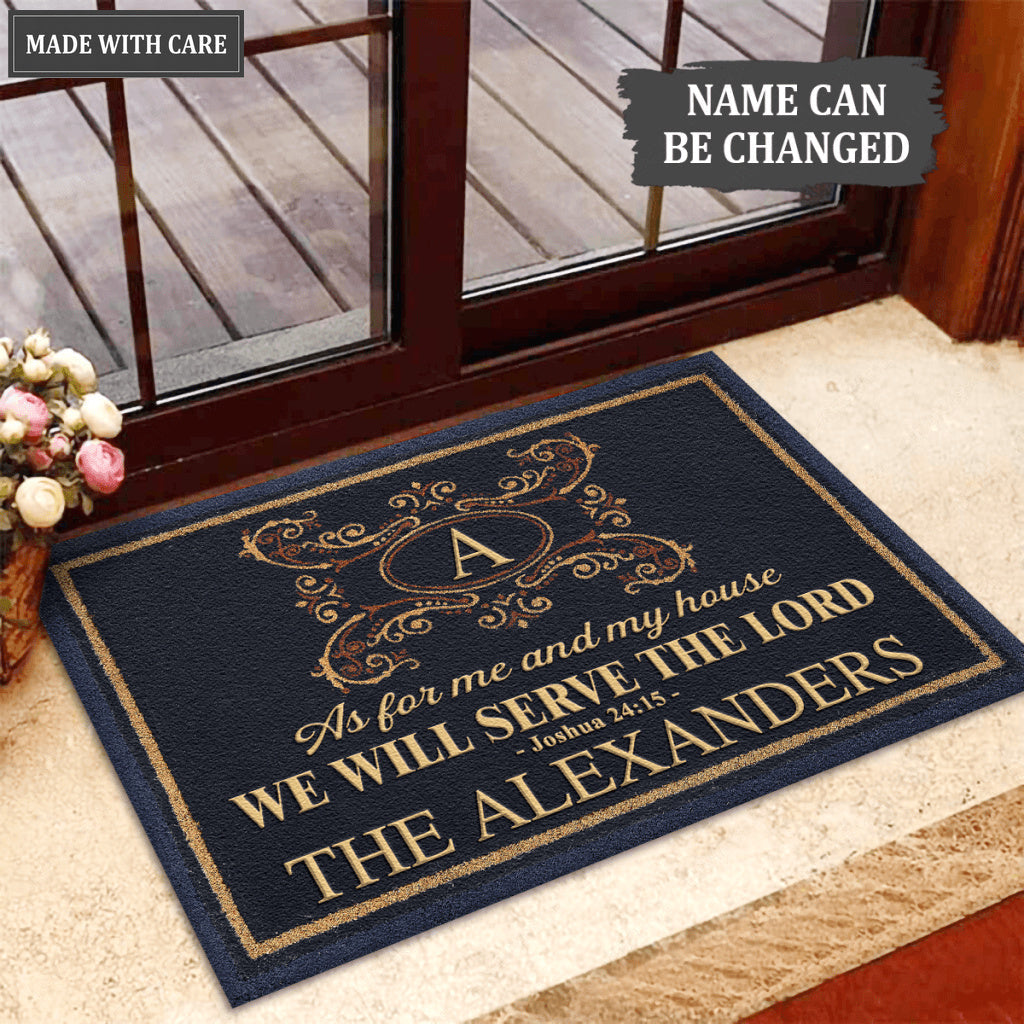 Personalized Monogram Initial Serve The Lord Doormat