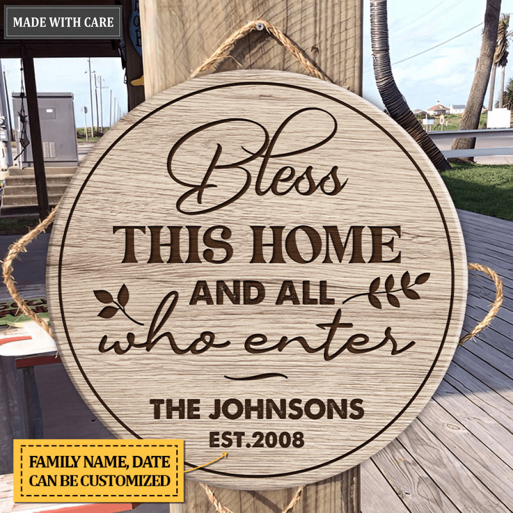 Personalized May God Bless This Home Circle Sign