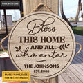 Personalized May God Bless This Home Circle Sign