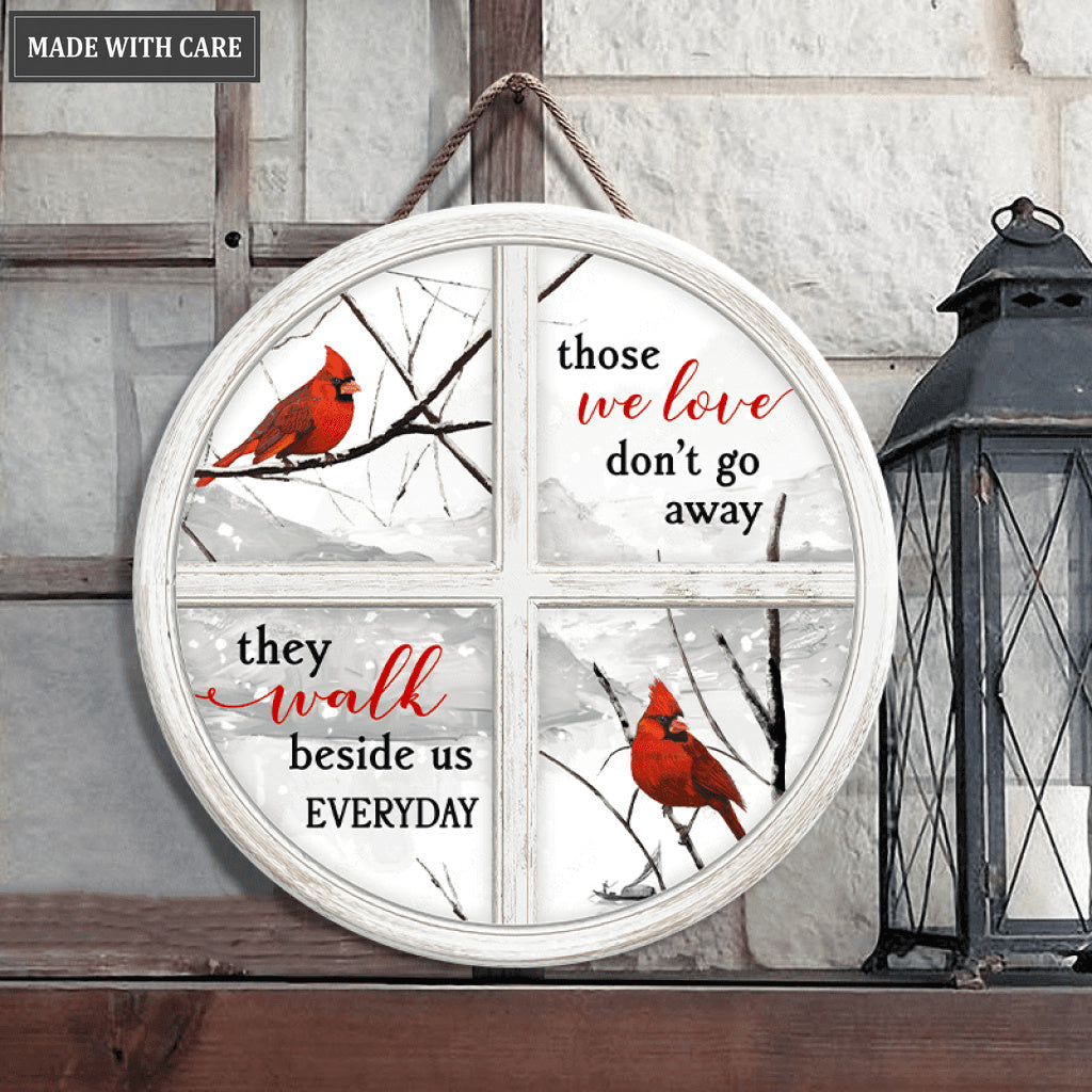 Cardinal On Window Circle Sign