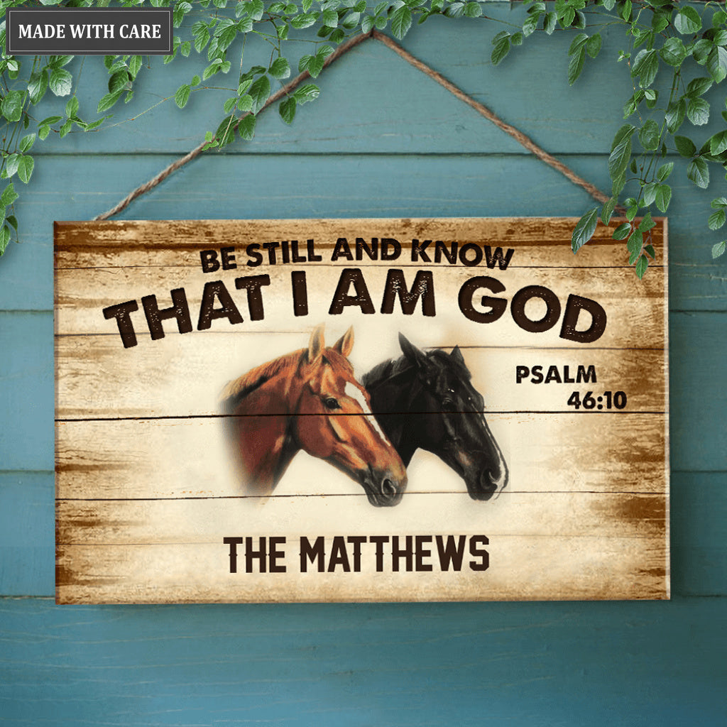 Personalized Be Still Horses Rectangle Wood Sign