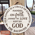 Personalized Circle Of Strength Kept By God Wood Circle Sign