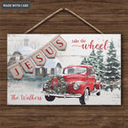 Personalized Family Jesus Take The Wheel Rectangle Wood Sign