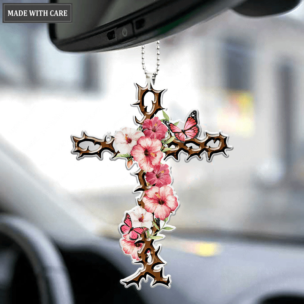 Hibiscus Cross Ornament