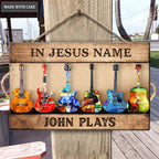 Personalized Guitar In Jesus Play Rectangle Wood Sign