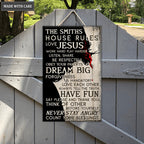 Personalized House Rules Of A Christian Family Rectangle Wood Sign