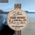 Personalized May God Bless This Home Circle Sign