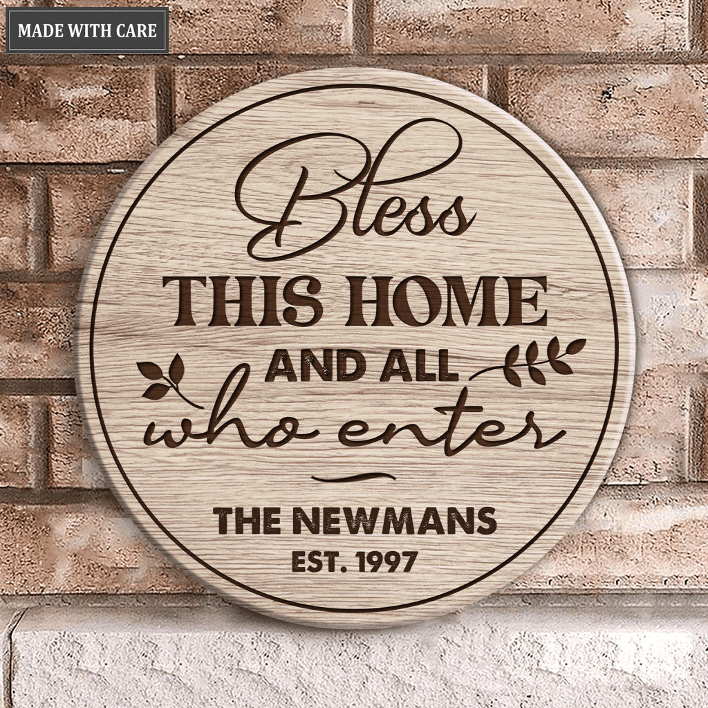 Personalized May God Bless This Home Circle Sign