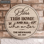 Personalized May God Bless This Home Circle Sign