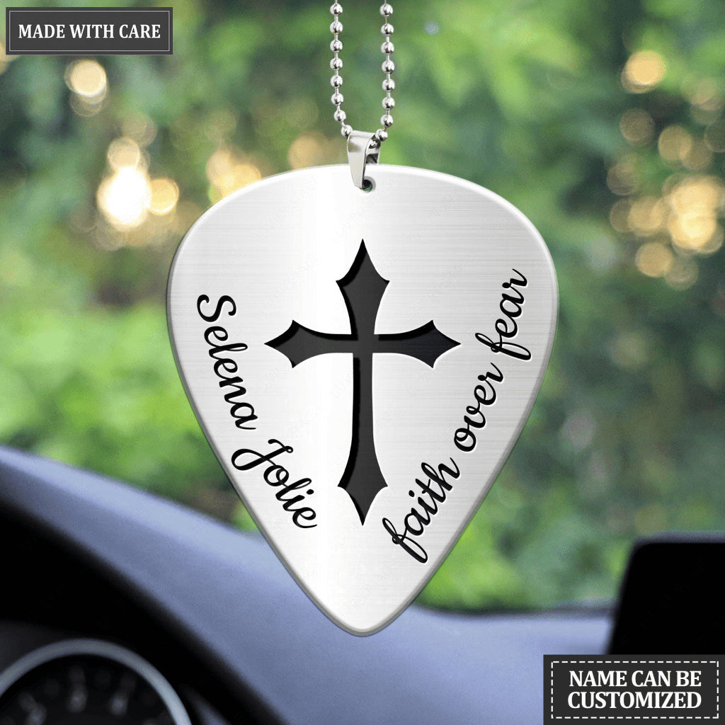 Personalized Faith Over Fear Guitar Pick Ornament