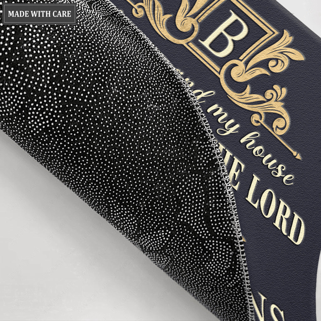 Golden Luxury Design We Will Serve The Lord Personalized Doormat