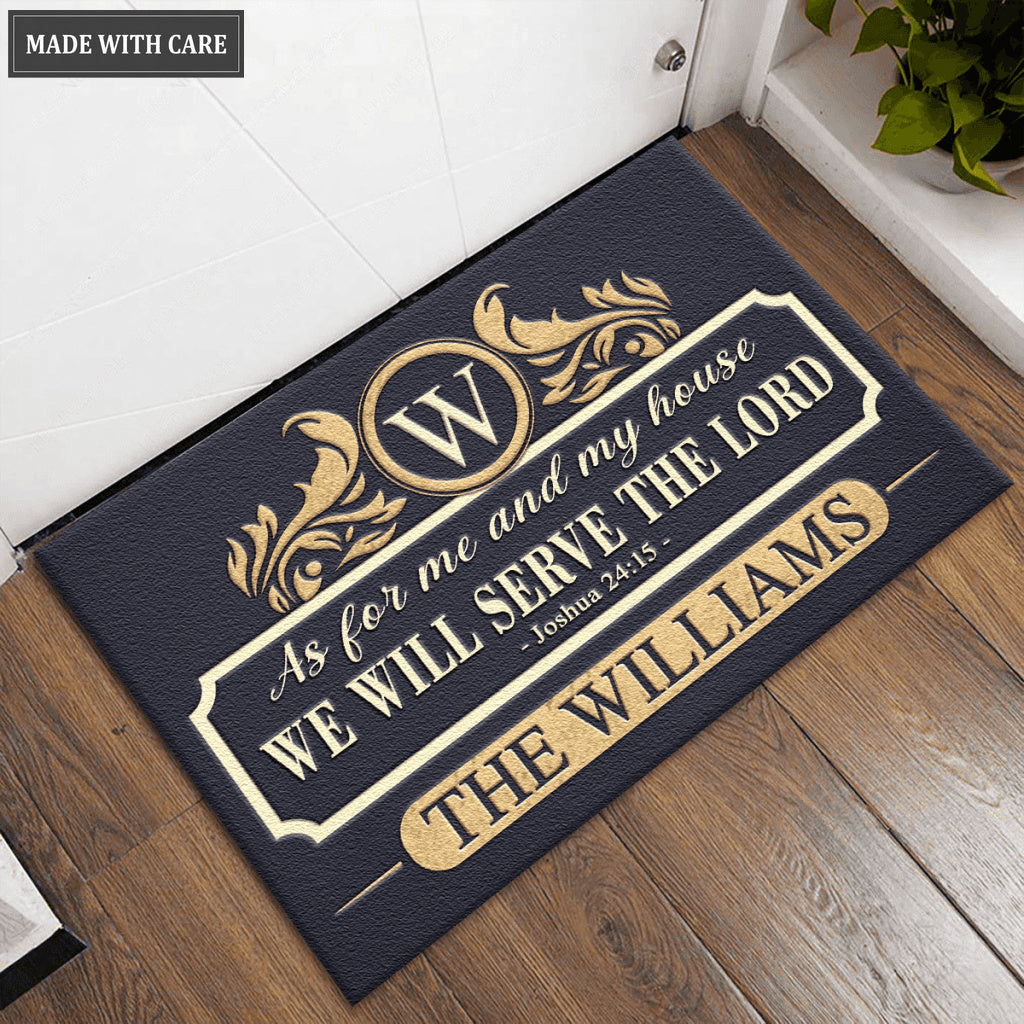 Luxury Premium With Monograms Serve The Lord Personalized Doormat