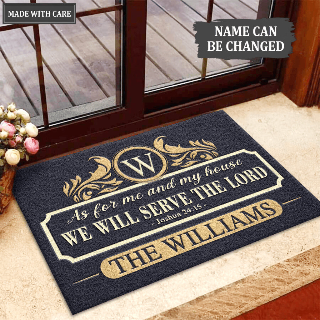 Luxury Premium With Monograms Serve The Lord Personalized Doormat