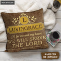 Vintage Golden As For Me And My House Personalized Pillow