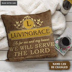 Vintage Golden As For Me And My House Personalized Pillow
