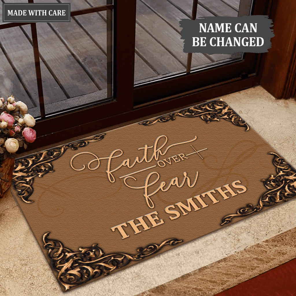 Faith Over Fear Personalized Doormat