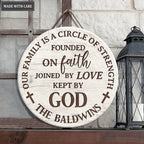 Personalized Circle Of Strength Kept By God Wood Circle Sign