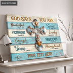 Seashell Cross God Says You Are Personalized Wall Art