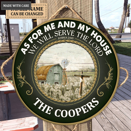 As For Me And My House Retro Personalized Circle Sign