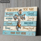 Seashell Cross God Says You Are Personalized Wall Art