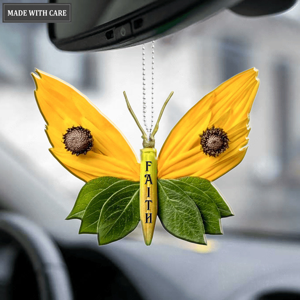Butterfly Sunflower Petal Faith Car Hanging Ornament