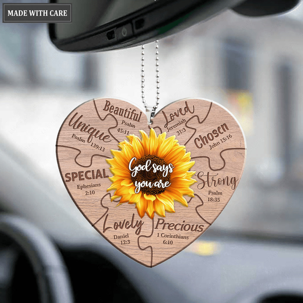 Heart Puzzle Sunflower God Says You Are Ornament