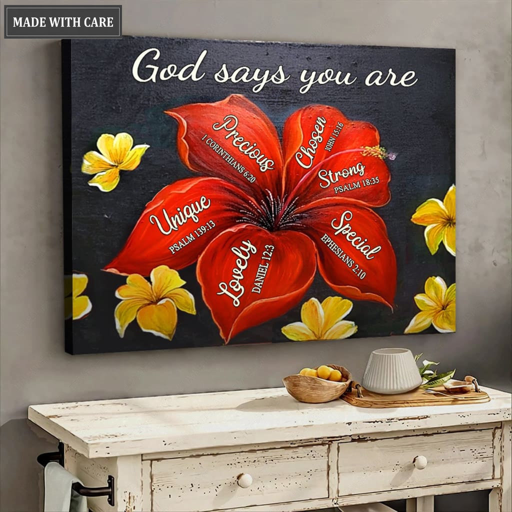 Hibicus God Says You Are Wall Art