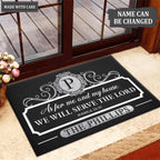 Personalized Black Elegant Family Home Serve The Lord