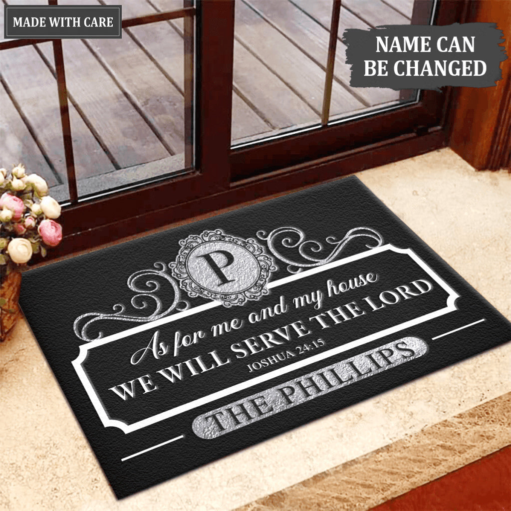 Personalized Black Elegant Family Home Serve The Lord
