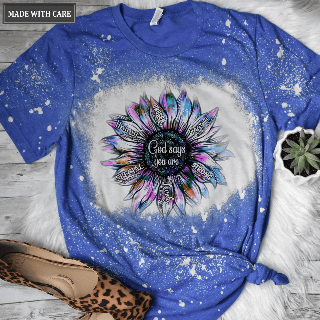 Flower Silhouette God Says You Are Bleached T-Shirt