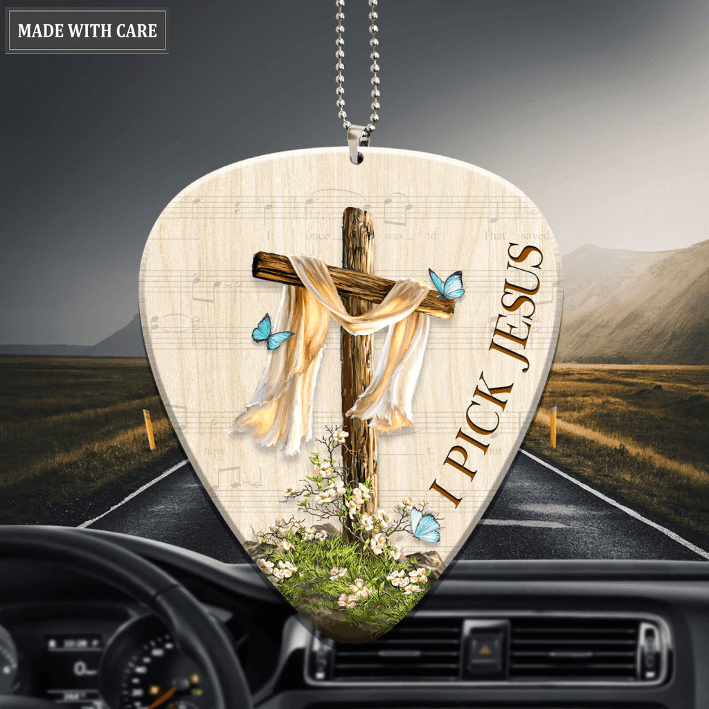 Guitar Pick Playable With Cross And I Pick Jesus Ornament