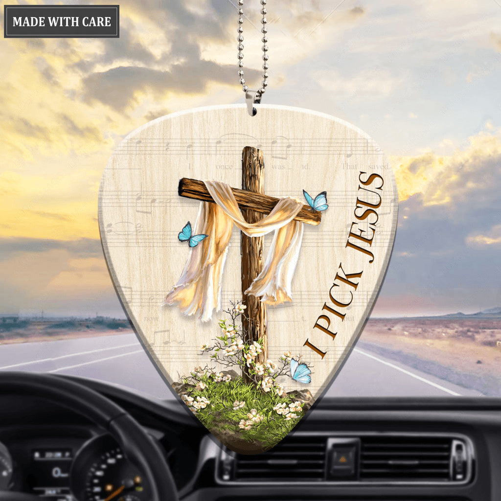 Guitar Pick Playable With Cross And I Pick Jesus Ornament