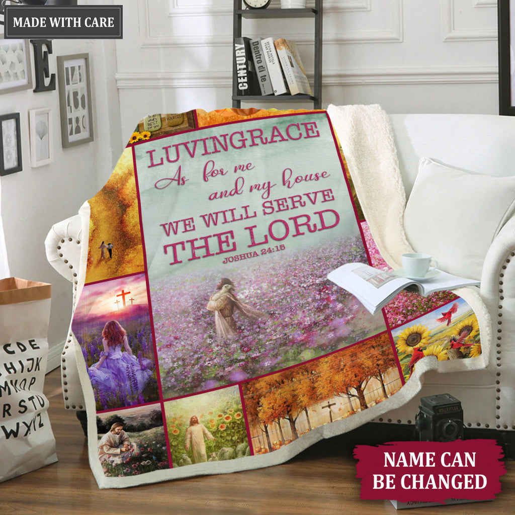 Flower Christian God As For Me And My House Personalized Blanket