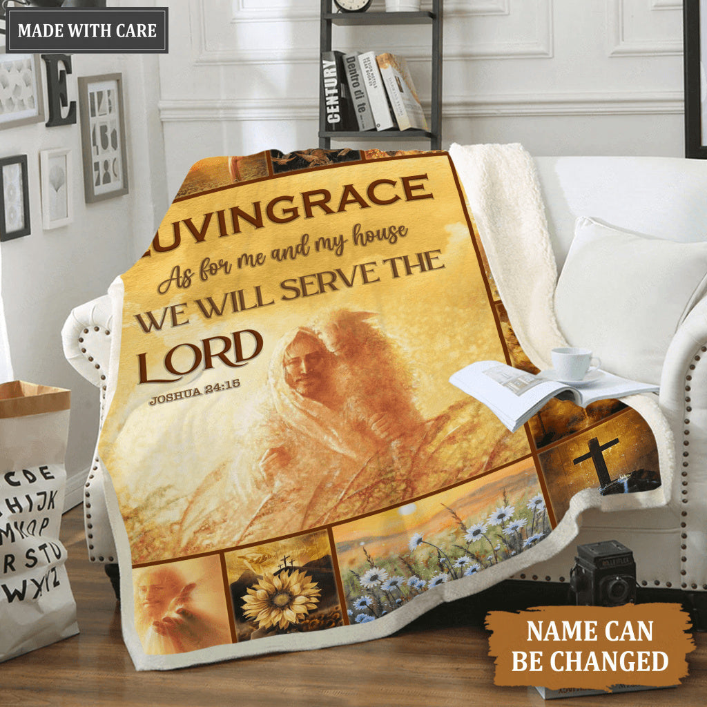 Sunflower Christian Sheep Cross As For Me And My House Personalized Blanket