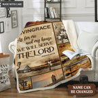 Vintage Christian Cross As For Me And My House Personalized Blanket