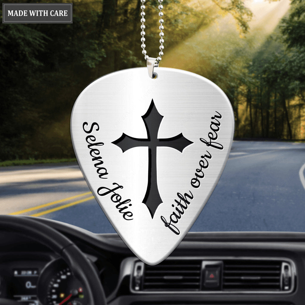 Personalized Faith Over Fear Guitar Pick Ornament