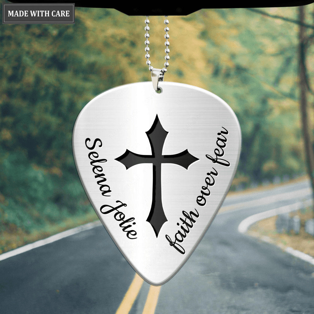 Personalized Faith Over Fear Guitar Pick Ornament
