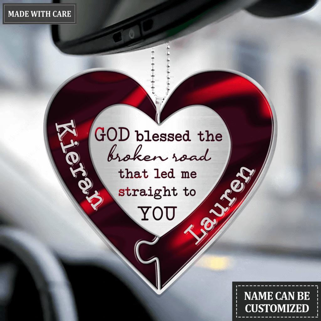 Heart Puzzle God Blessed Personalized Ornament