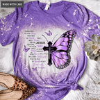 Purple Butterfly By Glory Bleached T-Shirt