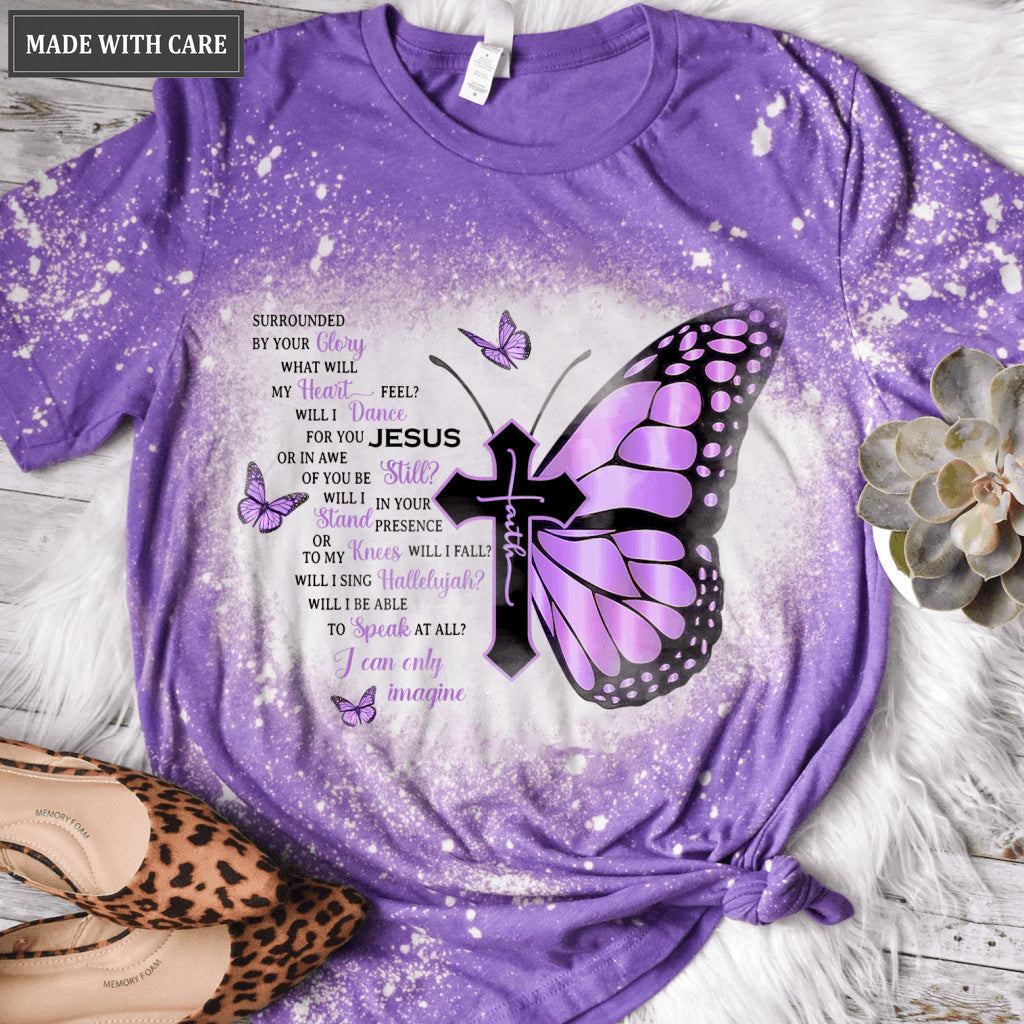 Purple Butterfly By Glory Bleached T-Shirt