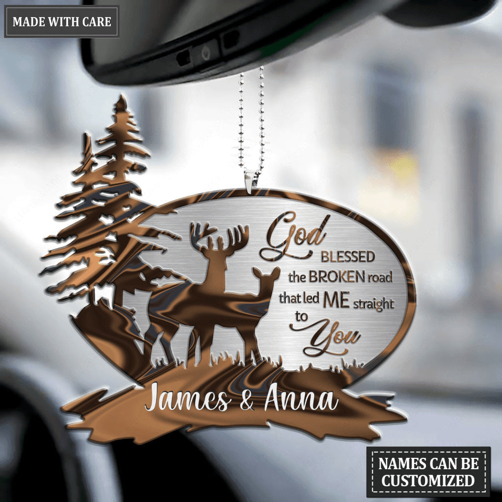 Outdoor Scene With Deers God Blessed Personalized Ornament